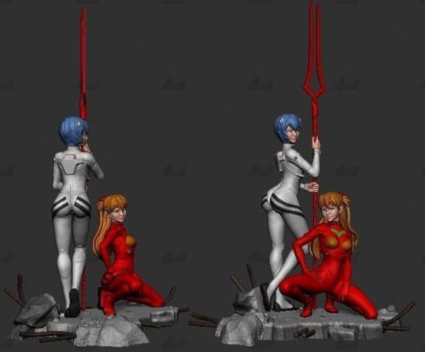 Asuka and Rei Anime 3D Models Print STL OBJ Instant Download