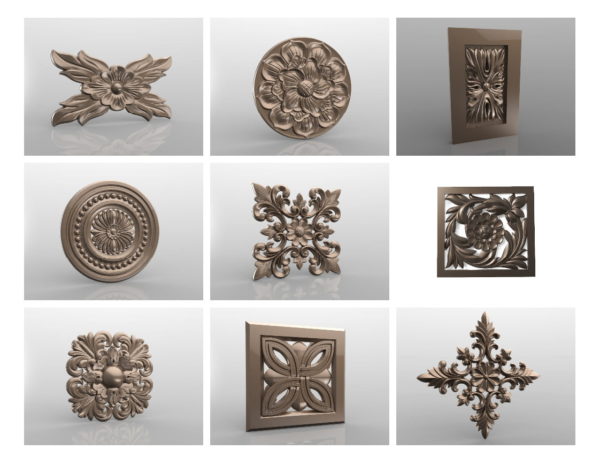 92 rosettes statues decorative and other 3D models stl for CNC rounter 3D printing 3 1