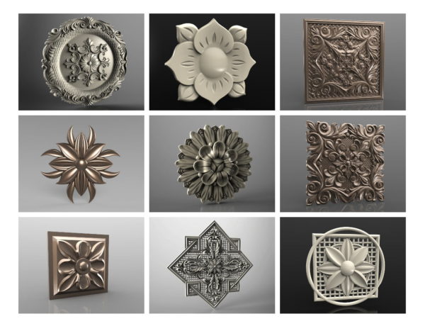 92 rosettes statues decorative and other 3D models stl for CNC rounter 3D printing 4 1
