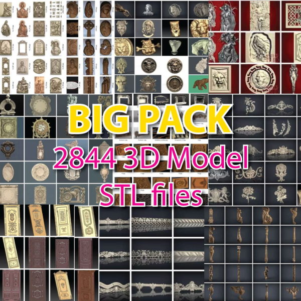 BIG PACK 2844 3D Model STL Files for Rounter CNC and 3D Printing